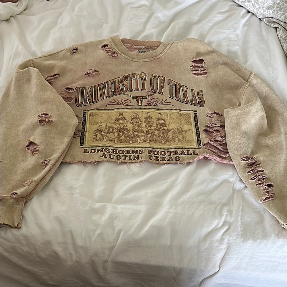 LF Furst of a Kind Cropped University of Texas Longhorns Crewneck Sweater